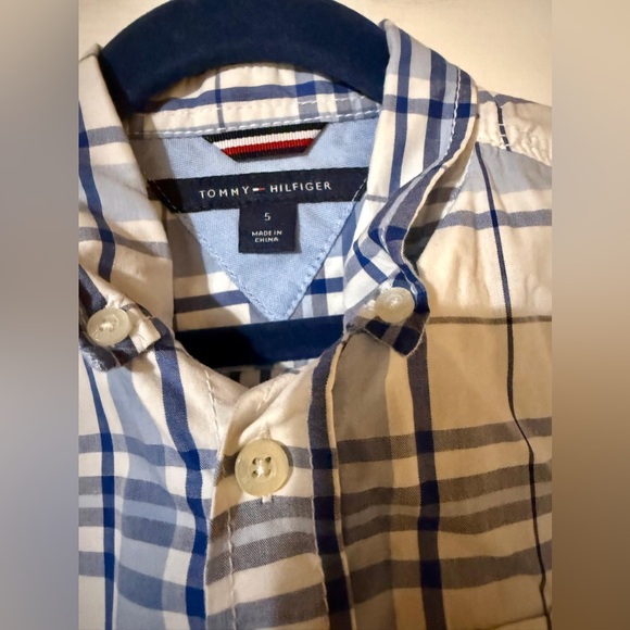 Tommy Hilfiger Kids White and Blue Checkered Shirt - Picture 3 of 5